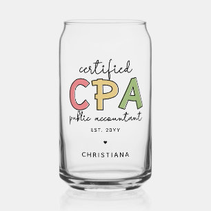 Personalised CPA Certified Public Accountant Gifts Can Glass