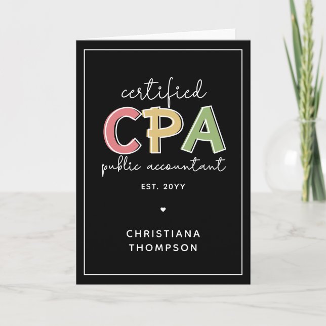 Personalised CPA Certified Public Accountant Gifts Card (Front)
