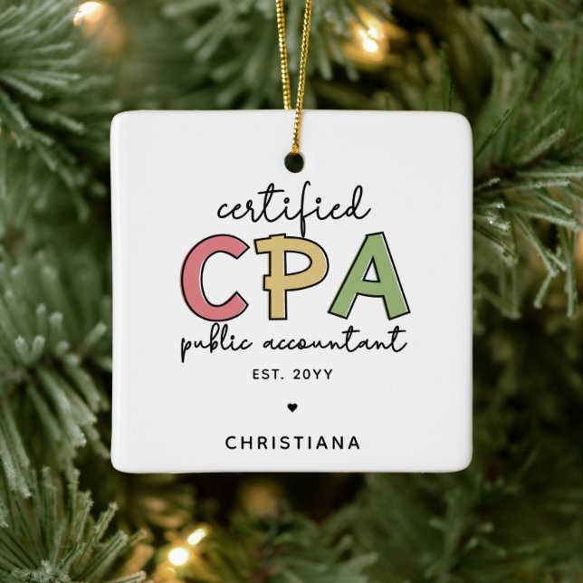 Personalised CPA Certified Public Accountant Gifts Ceramic Ornament (Tree)