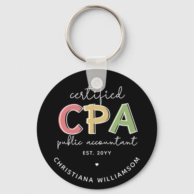 Personalised CPA Certified Public Accountant Gifts Key Ring (Front)