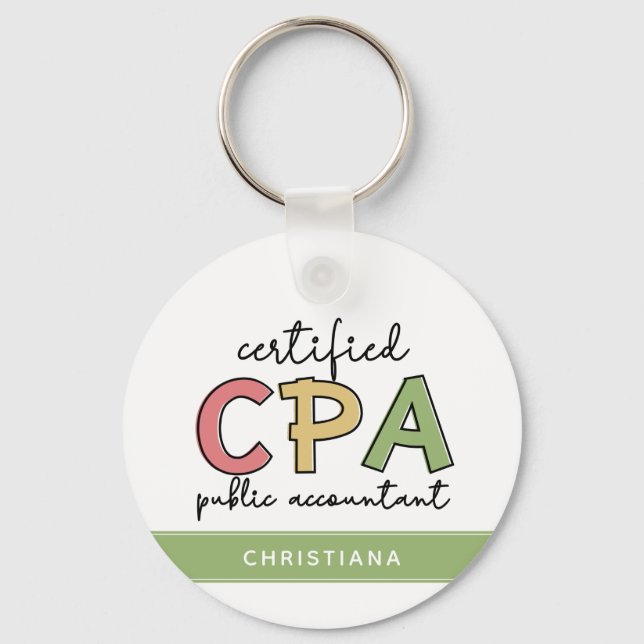 Personalised CPA Certified Public Accountant Gifts Key Ring (Front)