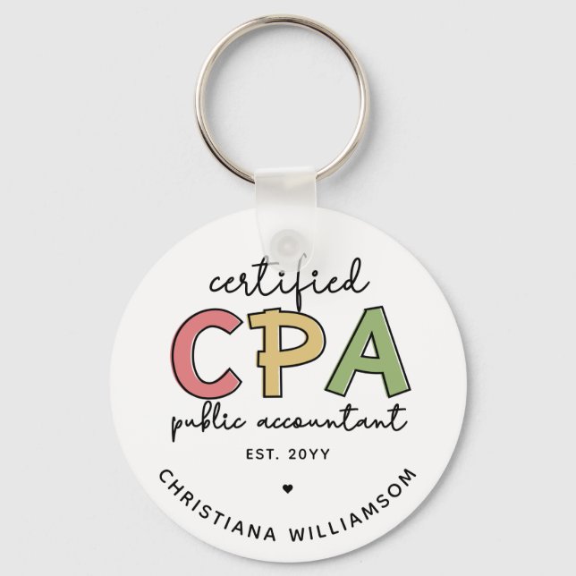 Personalised CPA Certified Public Accountant Gifts Key Ring (Front)