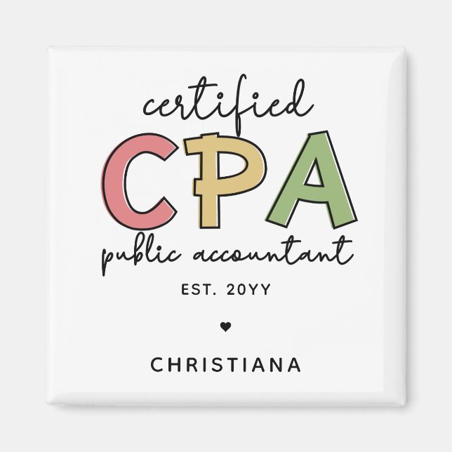 Personalised CPA Certified Public Accountant Gifts Magnet (Front)
