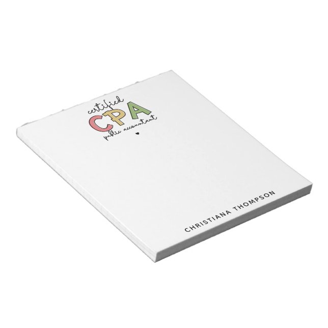 Personalised CPA Certified Public Accountant Gifts Notepad (Angled)