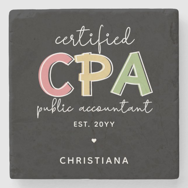 Personalised CPA Certified Public Accountant Gifts Stone Coaster (Front)