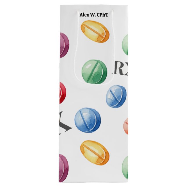 Personalised CPhT Pharmacy Graduation Holiday Wine Gift Bag (Front)