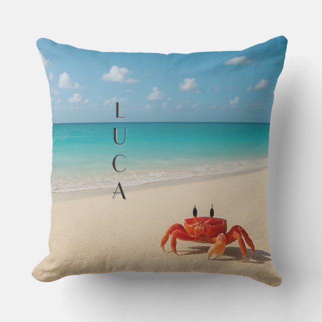 Personalised Crab Pillow – Luca | 20x20" Outdoor (Front)