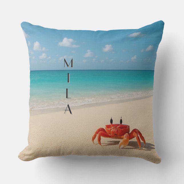 Personalised Crab Pillow – Mila | 20x20" Outdoor (Front)