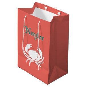 Personalised Crab Print Coral Gift Bag