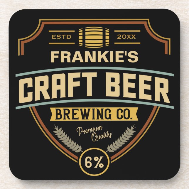 Personalised Craft Beer Label Brewing Company Bar  Coaster (Front)