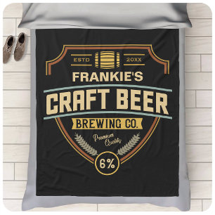 Personalised Craft Beer Label Brewing Company Bar Fleece Blanket
