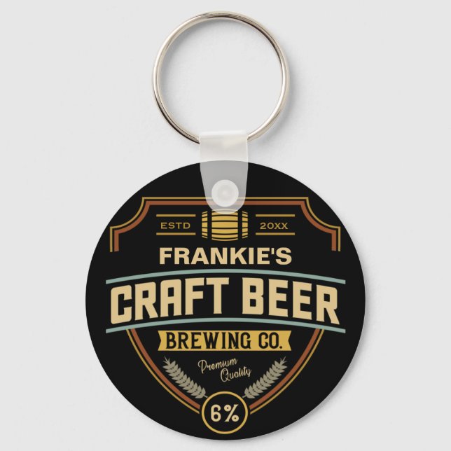 Personalised Craft Beer Label Brewing Company Bar  Key Ring (Front)