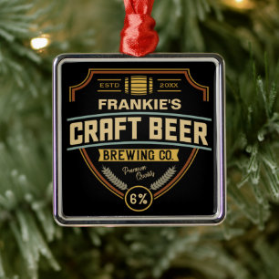 Personalised Craft Beer Label Brewing Company Bar  Metal Ornament