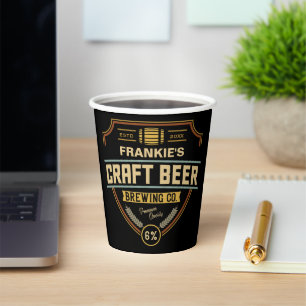 Personalised Craft Beer Label Brewing Company Bar Paper Cups