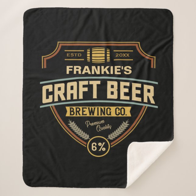 Personalised Craft Beer Label Brewing Company Bar  Sherpa Blanket (Front)