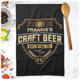 Personalised Craft Beer Label Brewing Company Bar  Tea Towel