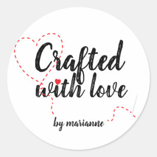personalised CRAFTED WITH LOVE sewing Classic Round Sticker