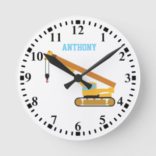Personalised Crane Construction Truck Round Clock