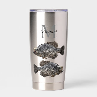 Personalised Crappie Fishing Angler Monogram Fish  Insulated Tumbler