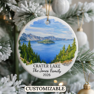 Personalised Crater Lake National Park, Oregon Ceramic Ornament