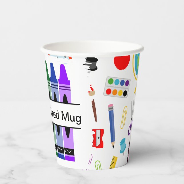 Personalised Crayon Back To School Paper Cups (Back)