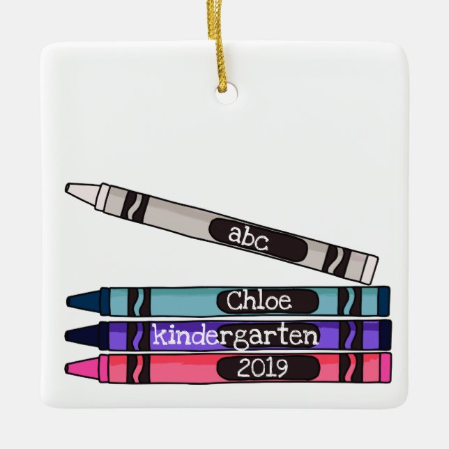 Personalised Crayon School Year Ornament (Front)