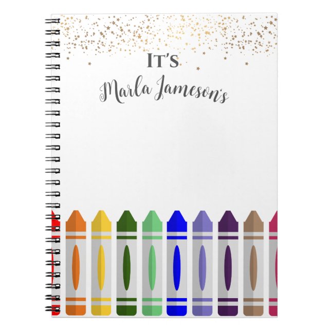 Personalised Crayon Star Design  Notebook (Front)