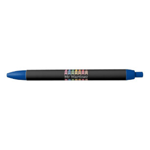 Personalised Crayon Teacher Name Cute Back School Black Ink Pen