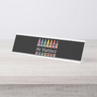 Personalised Crayon Teacher Name Cute Back School