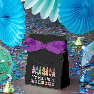 Personalised Crayon Teacher Name Cute Back School Favour Box