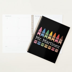 Personalised Crayon Teacher Name Cute Back School Planner