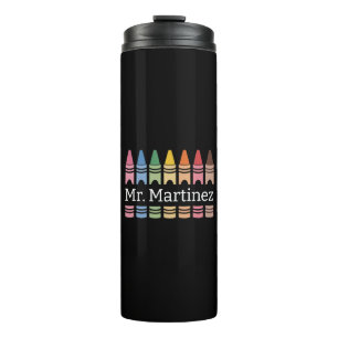 Personalised Crayon Teacher Name Cute Back School Thermal Tumbler