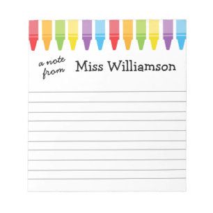 Personalised Crayons Teacher Appreciation Gift Notepad