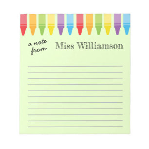Personalised Crayons Teacher Appreciation Gifts Notepad