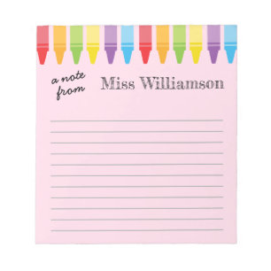 Personalised Crayons Teacher Appreciation Gifts  Notepad