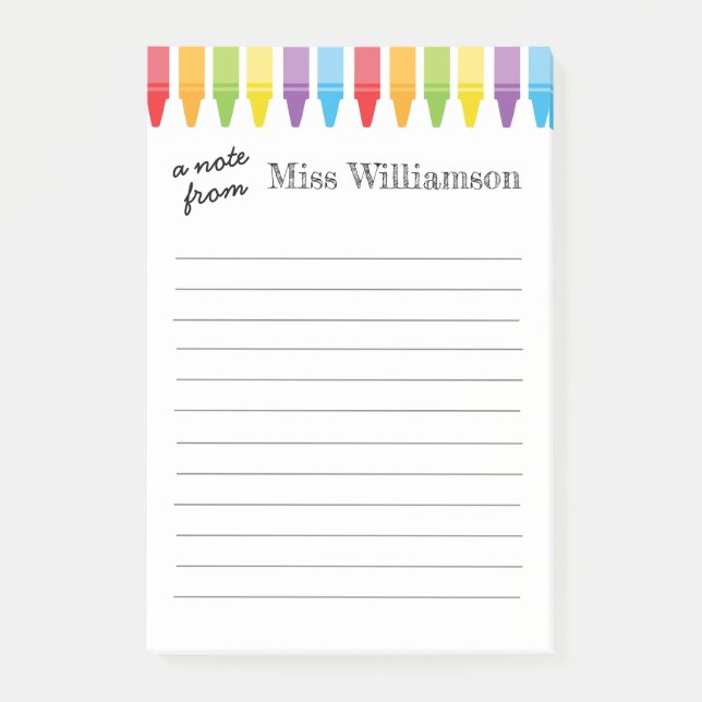 Personalised Crayons Teacher Appreciation Gifts Post-it Notes (Front)
