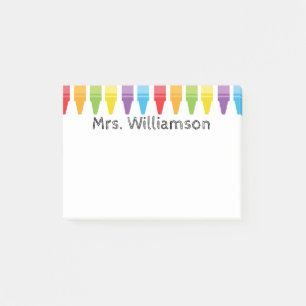 Personalised Crayons Teacher Back to School Post-it Notes