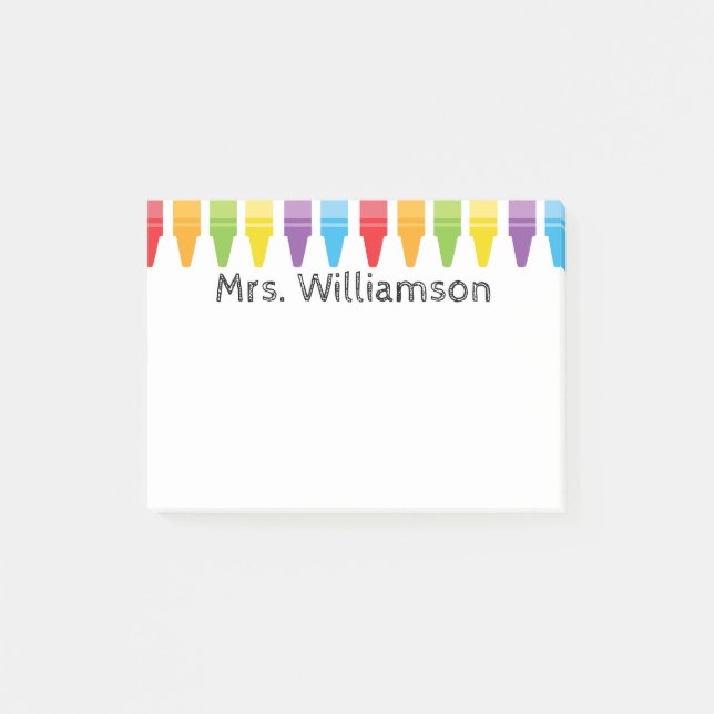 Personalised Crayons Teacher Back to School Post-it Notes (Front)