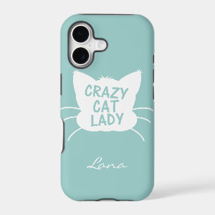 Personalised Crazy Cat Lady in Wavecrest blue