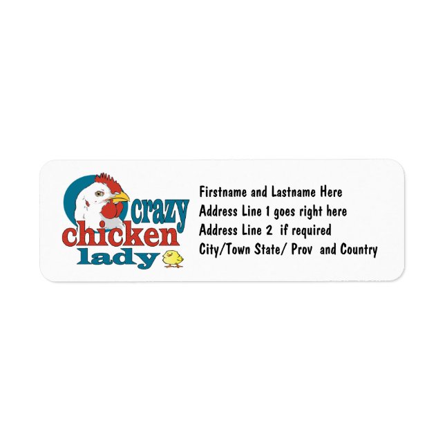 Personalised Crazy Chicken Lady Return Address Label (Front)