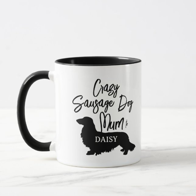 Personalised Crazy Sausage Dog Mum Tea Mug Gift (Left)