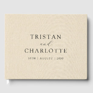 Personalised Cream Faux Linen Typography Guest Book