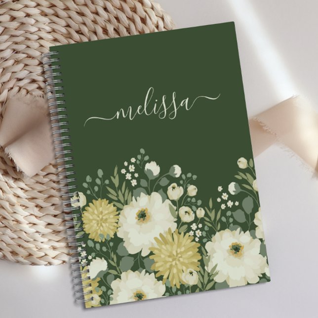 Personalised Cream Green Floral Journal  (Creator Uploaded)