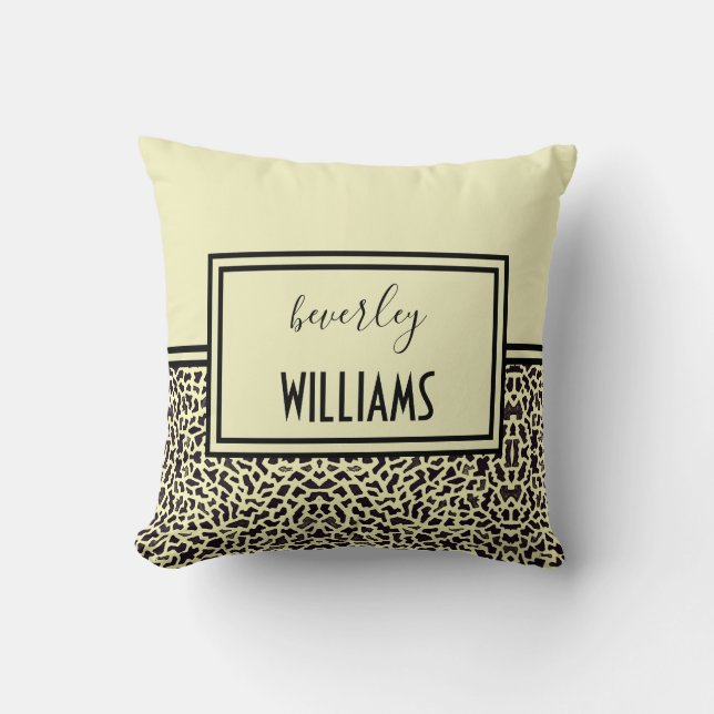 Personalised Cream Leopard Throw Pillow (Front)