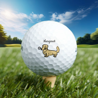 Personalised Cream Long Haired Dachshund Golf Balls