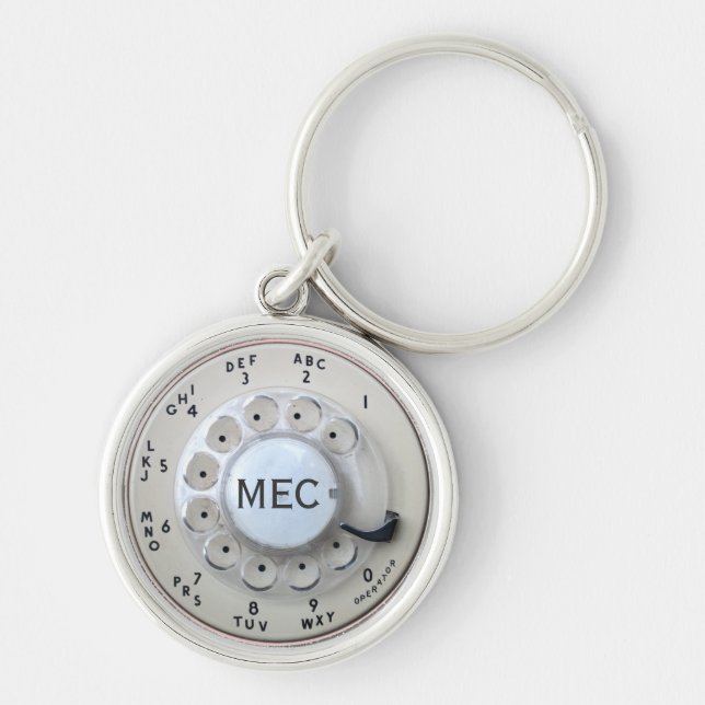 Personalised Cream Rotary Phone Dial Key Ring (Front)