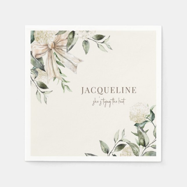 Personalised Cream Tying the Knot Shower  Napkin (Front)