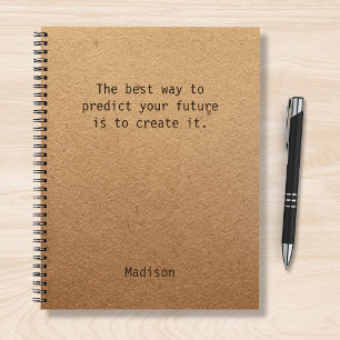 Personalised Create Your Future Motivational Quote Notebook