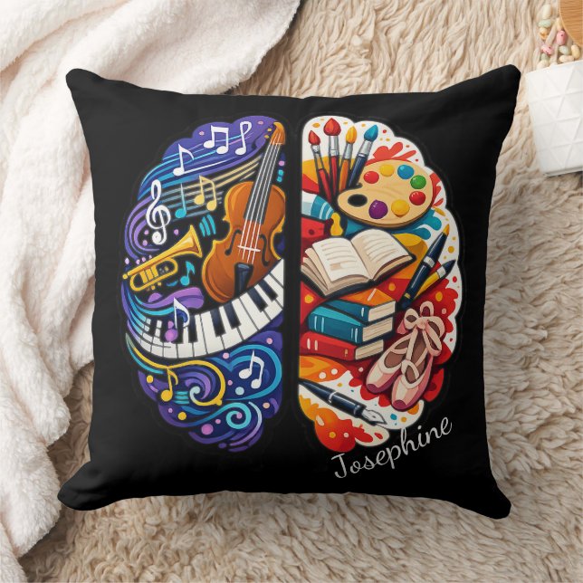 Personalised Creative Brain Arts & Music Name Chic Cushion (Blanket)