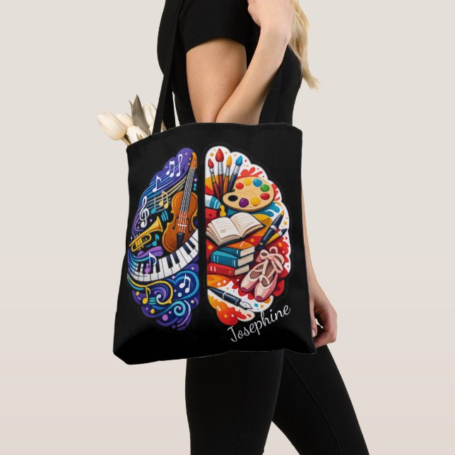 Personalised Creative Brain Arts & Music Name Chic Tote Bag (Close Up)